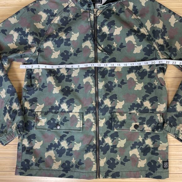 Converse Mens Camo Jacket Military Style Full Front Zip Hooded Size M Pockets - Picture 9 of 12